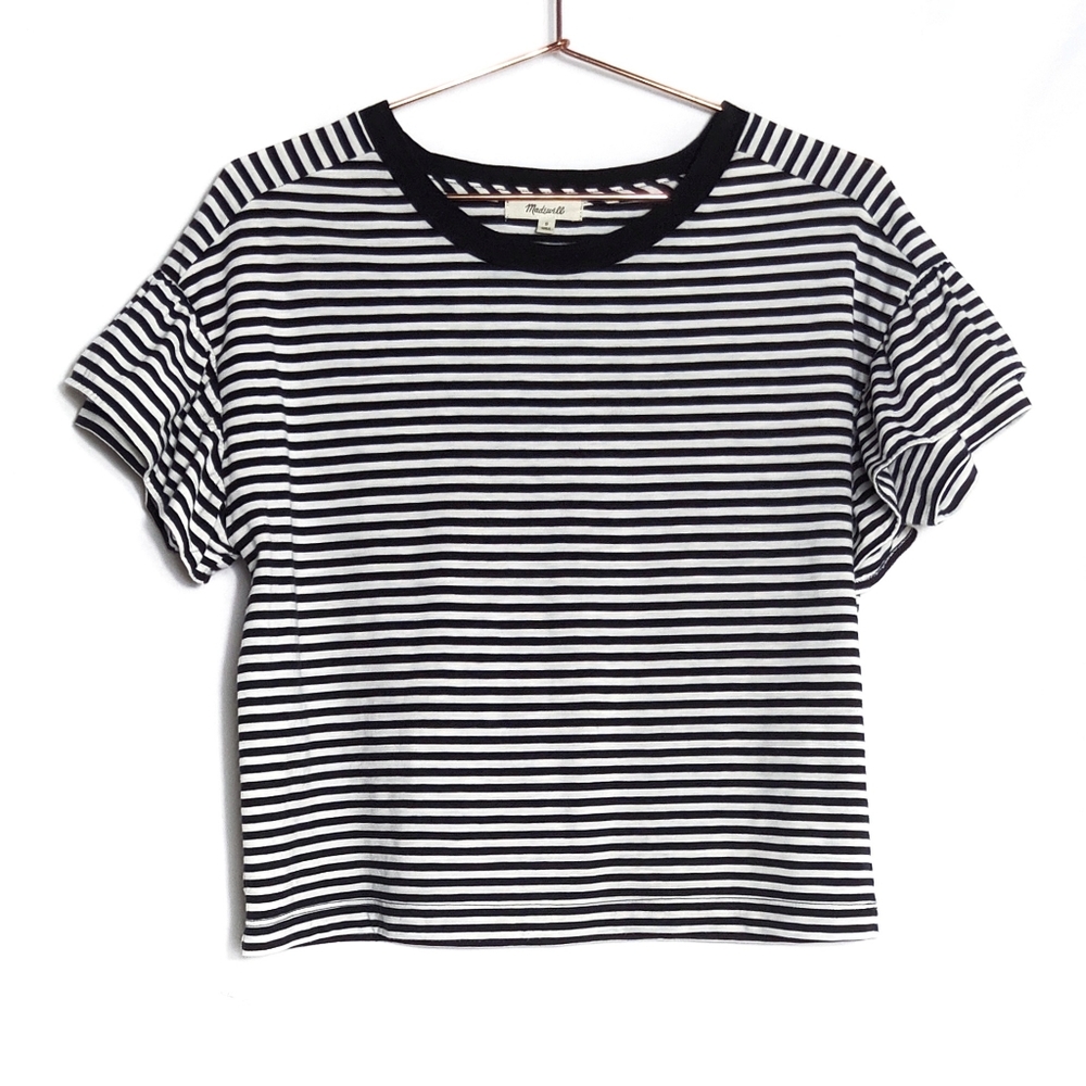 Madewell • Striped Ruffle Sleeve Tee